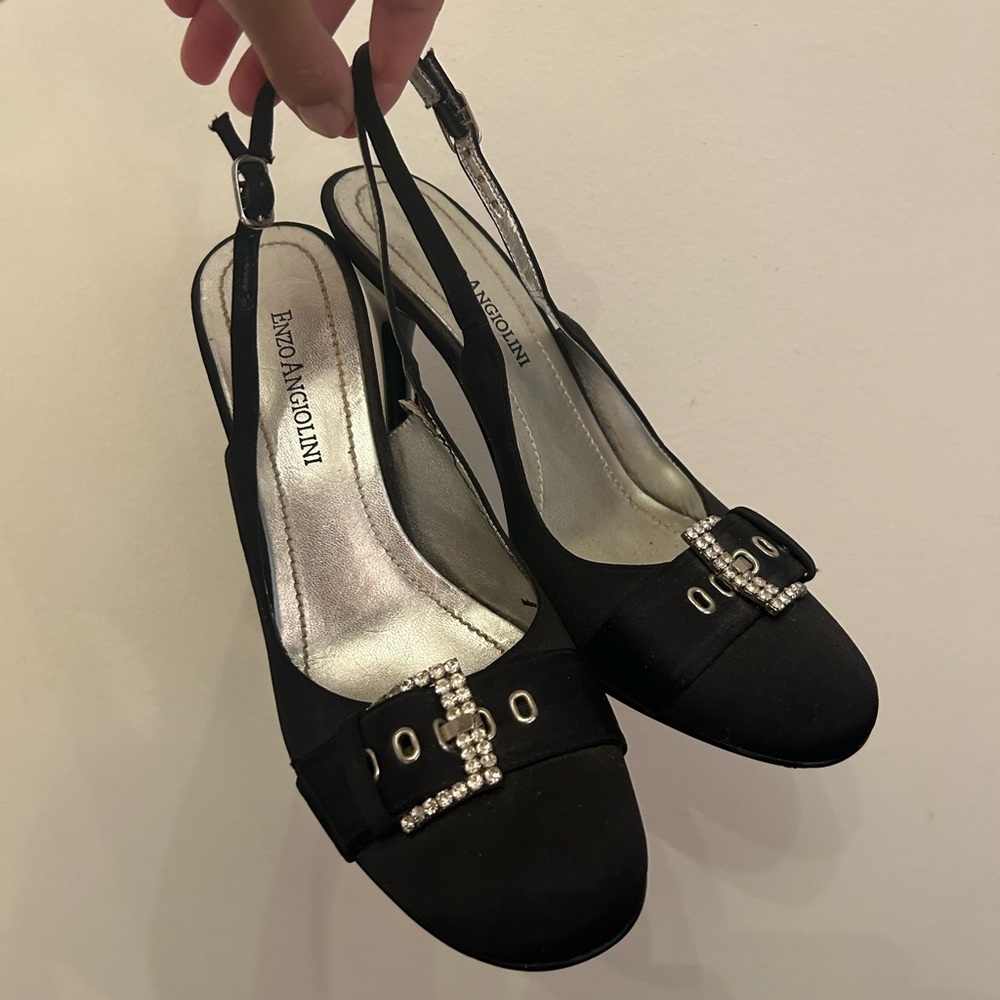 Enzo Angiolini Heels with Crystal Buckle size 7.5
